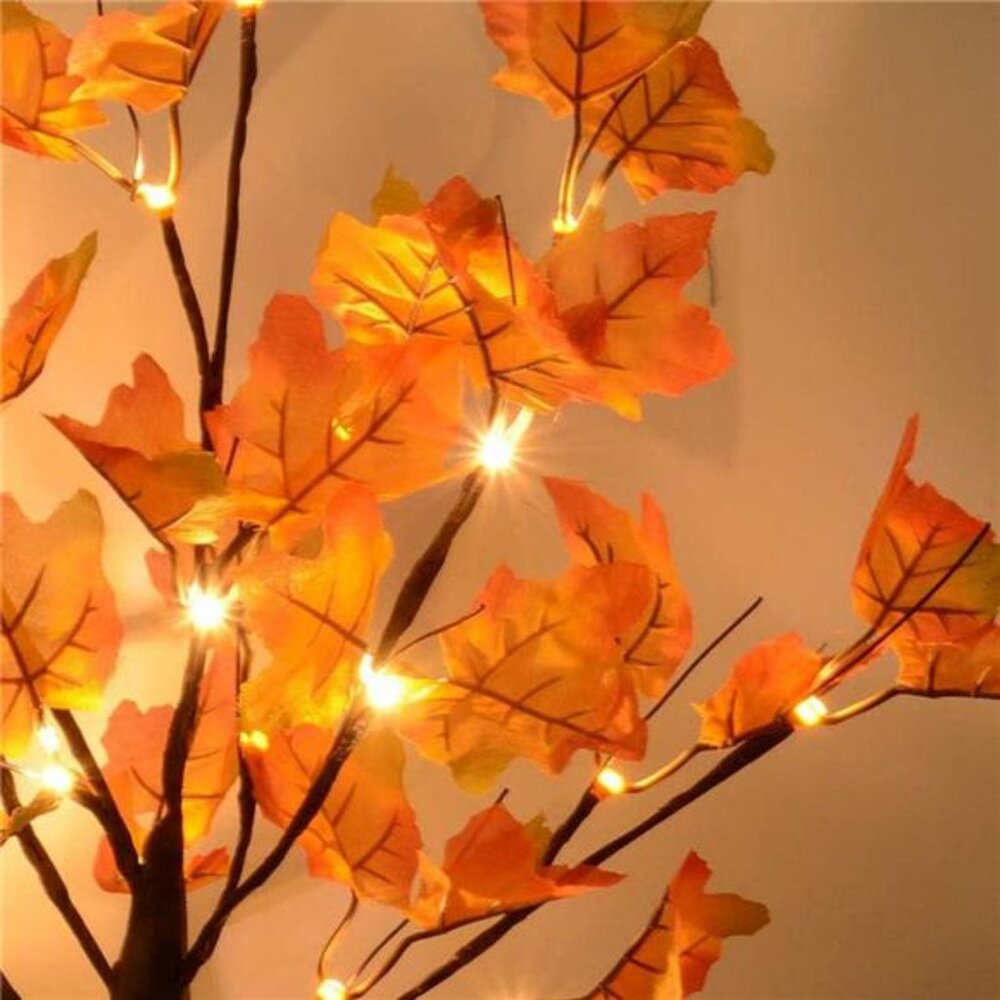 Artificial Fall Lighted Maple Tree 24 LED Thanksgiving Decorations Table Lights - Picture 5 of 8